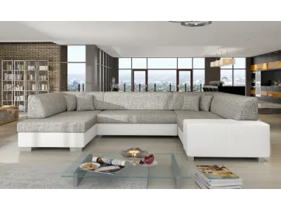 Detail produktu NABBI Halvega P rohová sedačka u s rozkladom a úložným priestorom sivá / biela