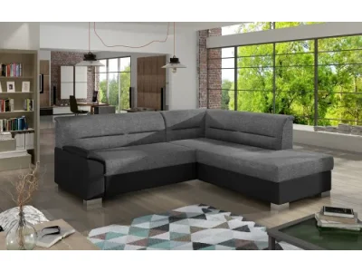 NABBI Balmi P rohová sedačka s rozkladom a úložným priestorom svetlosivá / čierna