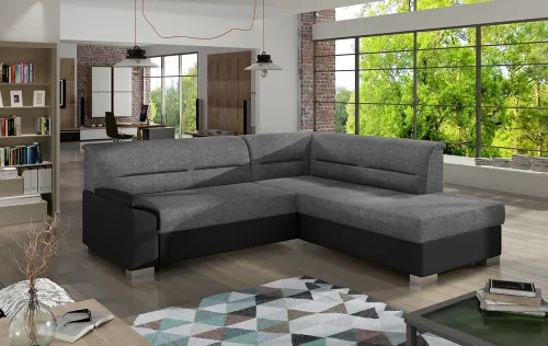 NABBI Balmi P rohová sedačka s rozkladom a úložným priestorom svetlosivá / čierna