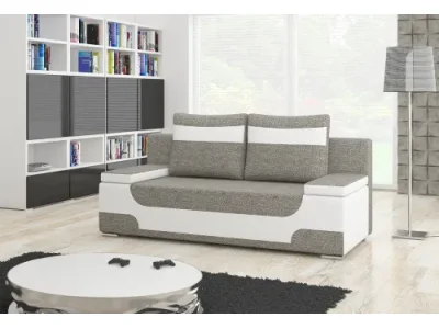 NABBI Aosta rozkladacia pohovka s úložným priestorom sivá (Berlin 01) / biela (Soft 17)