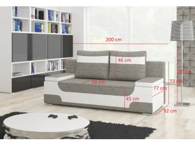 Detail produktu NABBI Aosta rozkladacia pohovka s úložným priestorom sivá (Berlin 01) / biela (Soft 17)