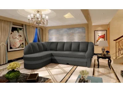 NABBI Belluno L rohová sedačka s rozkladom a úložným priestorom tmavosivá / sivá