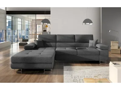 NABBI Alkazar L rohová sedačka s rozkladom a úložným priestorom tmavosivá
