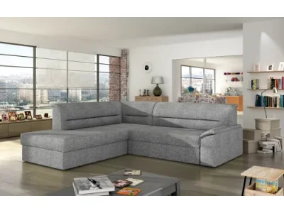 NABBI Estrela L rohová sedačka s rozkladom a úložným priestorom svetlosivá