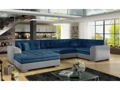 NABBI Deramo U P rohová sedačka u s rozkladom tmavomodrá / svetlosivá