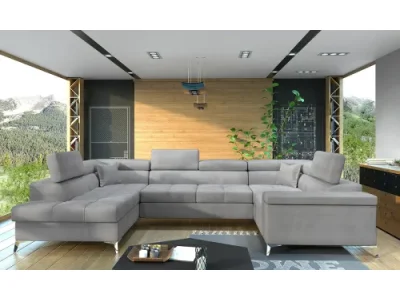 NABBI Torres U P rohová sedačka u s rozkladom a úložným priestorom svetlosivá (Monolith 84)