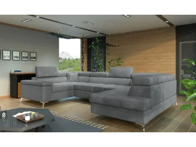 Detail produktu NABBI Torres U P rohová sedačka u s rozkladom a úložným priestorom svetlosivá (Monolith 84)