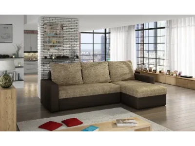 NABBI Lucca L/P rohová sedačka s rozkladom a úložným priestorom cappuccino / tmavohnedá