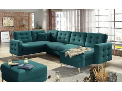 NABBI Aveza U L/P rohová sedačka u s rozkladom tyrkysová