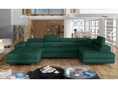 NABBI Rossano U P rohová sedačka u s rozkladom tmavozelená