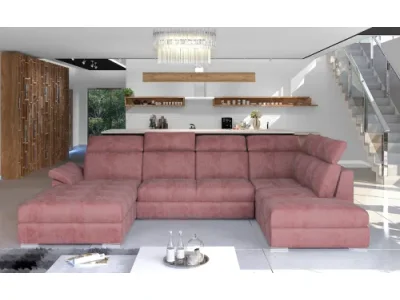 Detail produktu NABBI Ermo U P rohová sedačka u s rozkladom a úložným priestorom svetlosivá (Sawana 21) / čierna (Soft 11)