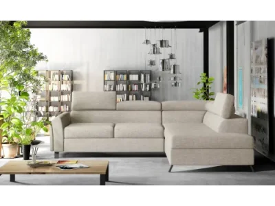 NABBI Korense P rohová sedačka s rozkladom a úložným priestorom svetlohnedá