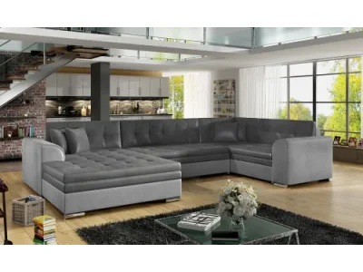 Detail produktu NABBI Deramo U P rohová sedačka u s rozkladom čierna / svetlosivá