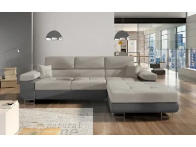 Detail produktu NABBI Alkazar P rohová sedačka s rozkladom a úložným priestorom svetlosivá / sivá