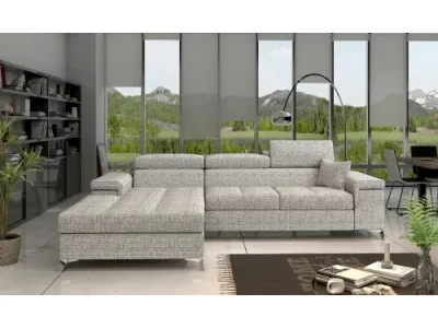 NABBI Rosino L rohová sedačka s rozkladom a úložným priestorom sivá