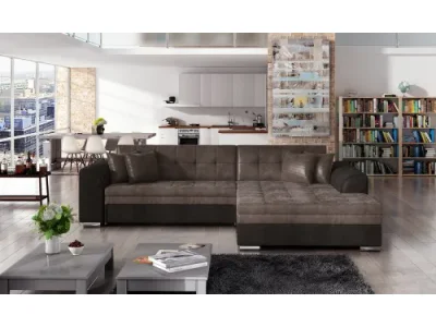 NABBI Salerno P rohová sedačka s rozkladom hnedá / tmavohnedá