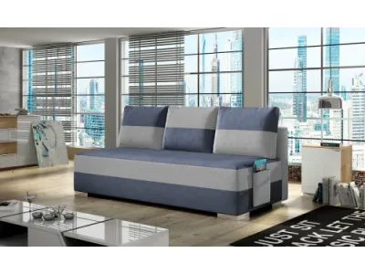 NABBI Adria rozkladacia pohovka s úložným priestorom modrá / svetlosivá