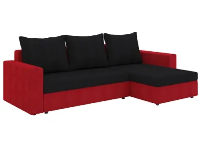 Detail produktu NABBI Lucca L/P rohová sedačka s rozkladom a úložným priestorom čierna / červená