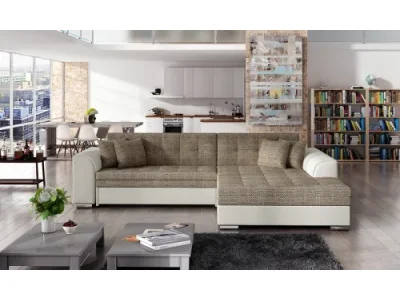 NABBI Salerno P rohová sedačka s rozkladom cappuccino / béžová