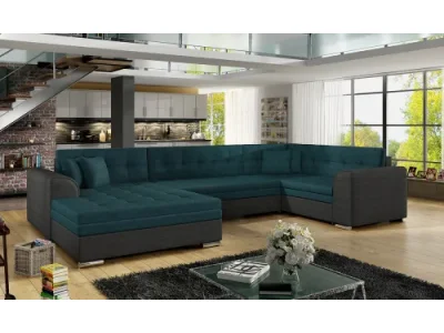 NABBI Deramo U P rohová sedačka u s rozkladom svetlomodrá / čierna