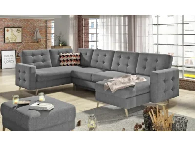 NABBI Aveza U L/P rohová sedačka u s rozkladom sivá / vzor