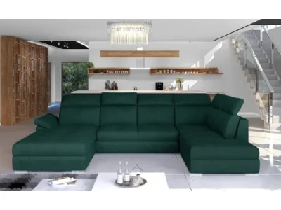 Detail produktu NABBI Ermo U P rohová sedačka u s rozkladom a úložným priestorom tmavozelená