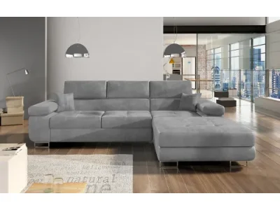 NABBI Alkazar P rohová sedačka s rozkladom a úložným priestorom svetlosivá (Monolith 84)