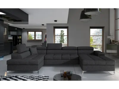 NABBI Enrico U L rohová sedačka u s rozkladom a úložným priestorom tmavosivá