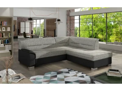 NABBI Balmi P rohová sedačka s rozkladom a úložným priestorom sivá / čierna