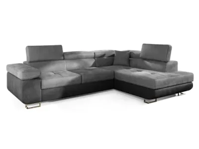 Detail produktu NABBI Almero P rohová sedačka s rozkladom a úložným priestorom svetlosivá (Monolith 84) / čierna (Monolith 97)