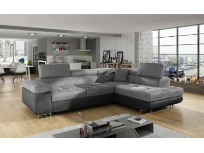 NABBI Almero P rohová sedačka s rozkladom a úložným priestorom svetlosivá (Monolith 84) / čierna (Monolith 97)