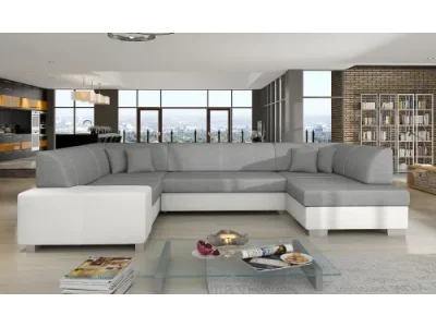 NABBI Halvega L rohová sedačka u s rozkladom a úložným priestorom svetlosivá / biela
