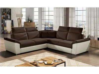 NABBI Feraro L/P rohová sedačka s rozkladom a úložným priestorom tmavohnedá / béžová