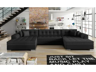 NABBI Valver U L/P rohová sedačka u s rozkladom čierna (Inari 100) / čierna (Soft 11)