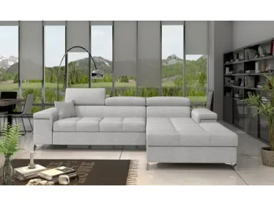 Detail produktu NABBI Rosino P rohová sedačka s rozkladom a úložným priestorom svetlosivá (Sawana 21)