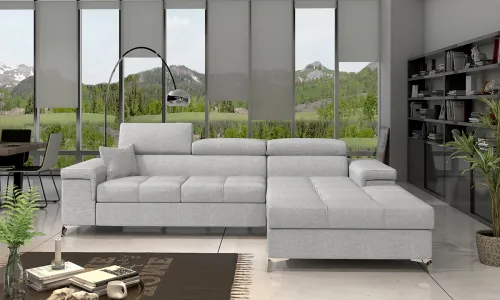 NABBI Rosino P rohová sedačka s rozkladom a úložným priestorom svetlosivá (Sawana 21)