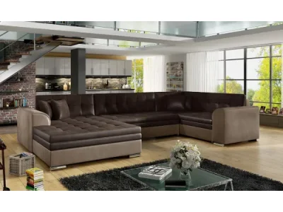 NABBI Deramo U P rohová sedačka u s rozkladom tmavohnedá / hnedá