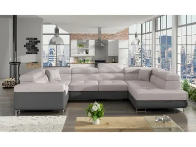 NABBI Licaro U L rohová sedačka u s rozkladom a úložným priestorom svetlosivá / sivá