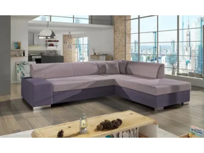 NABBI Pinero P rohová sedačka s rozkladom a úložným priestorom ružová / fialová