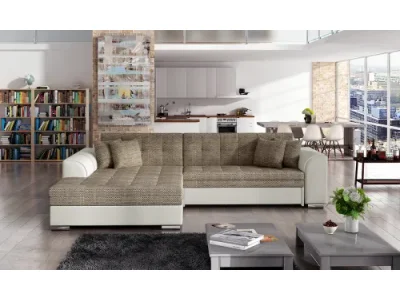 NABBI Salerno L rohová sedačka s rozkladom cappuccino / béžová