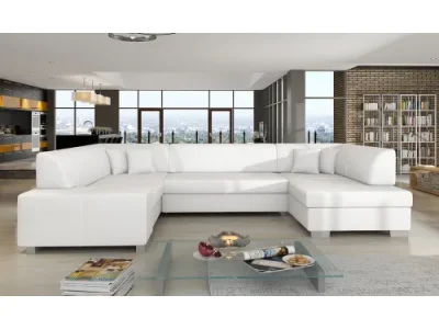 NABBI Halvega L rohová sedačka u s rozkladom a úložným priestorom biela