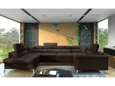 NABBI Torres U P rohová sedačka u s rozkladom a úložným priestorom tmavohnedá