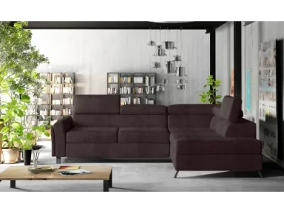 NABBI Korense P rohová sedačka s rozkladom a úložným priestorom tmavohnedá (Kronos 06)