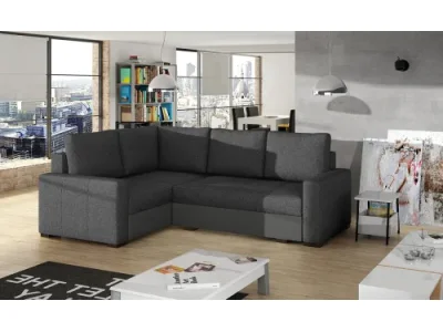 Detail produktu NABBI Castelo L rohová sedačka s rozkladom a úložným priestorom tmavosivá / sivá