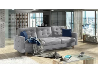 NABBI Aveza 3F rozkladacia trojsedačka s úložným priestorom svetlosivá / tmavomodrá