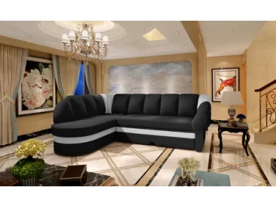 Detail produktu NABBI Belluno L rohová sedačka s rozkladom a úložným priestorom čierna (Soft 11) / biela (Soft 17)