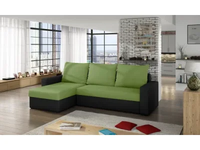 NABBI Lucca L/P rohová sedačka s rozkladom a úložným priestorom zelená / čierna