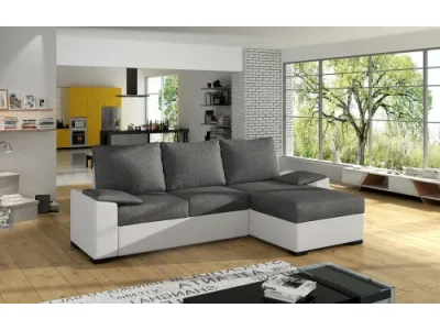 NABBI Linzo L/P rohová sedačka s rozkladom a úložným priestorom sivá (Sawana 05) / biela (Soft 17)