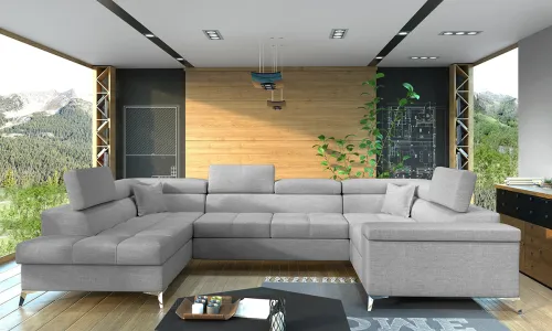 NABBI Torres U P rohová sedačka u s rozkladom a úložným priestorom svetlosivá (Sawana 21)