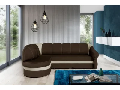 Detail produktu NABBI Belluno L rohová sedačka s rozkladom a úložným priestorom hnedá / béžová